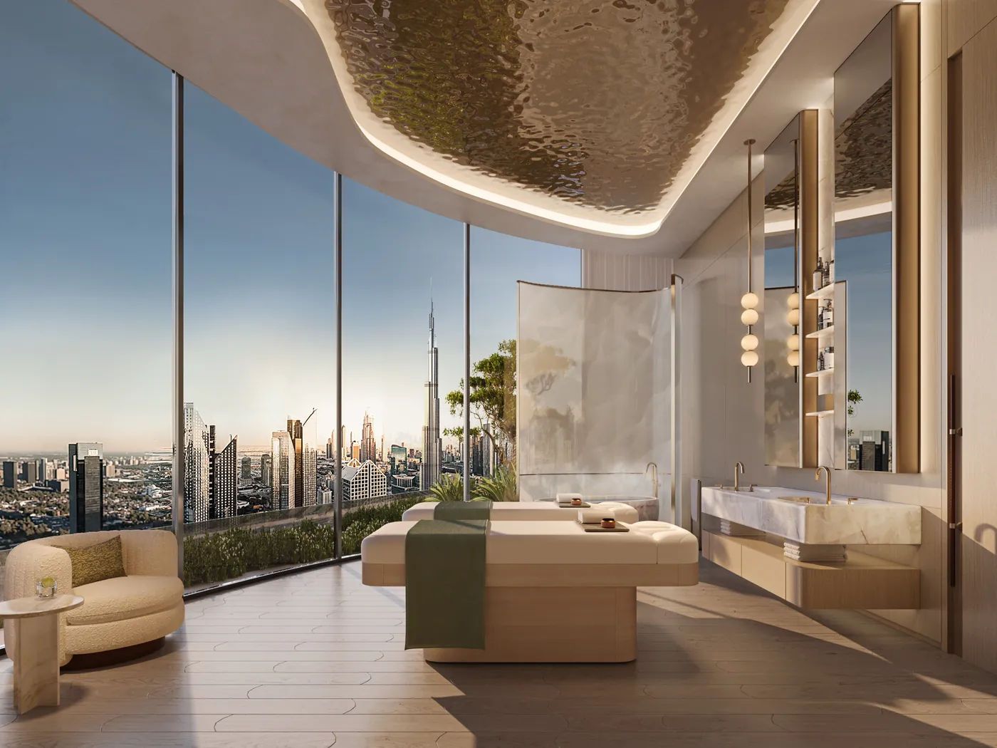 Treatment and recovery rooms: Private rooms for massage and therapist-led treatments, on the wellness floor.